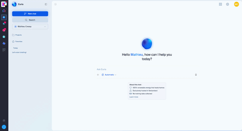 Les projets dans Euria