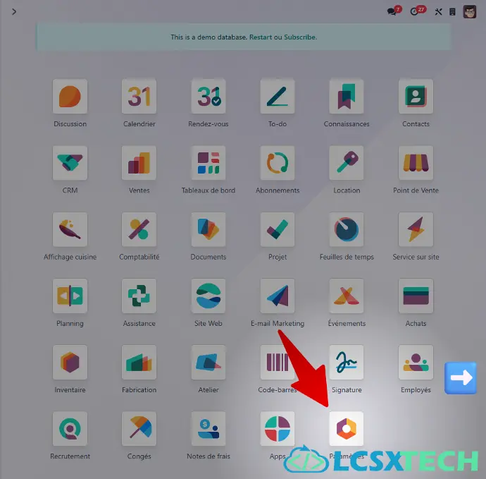  Depuis le menu principal (le lanceur d'application), ouvrez les "Paramètres"
