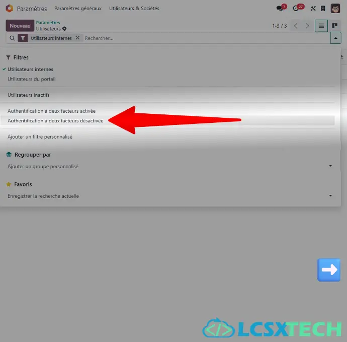 Cliquez sur "Authentification à deux facteurs désactivée"