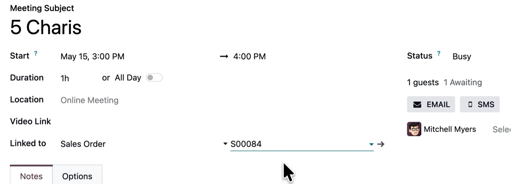 Lier un enregistrement à un évenement Calendrier Odoo facilement