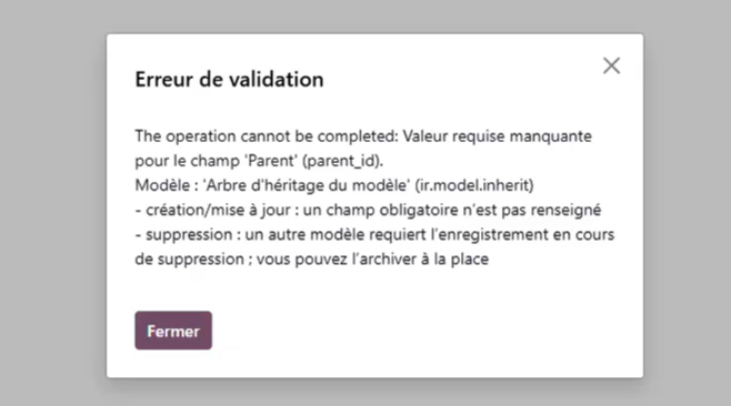Erreur possible lors de l'installation du module PDP d'Odoo