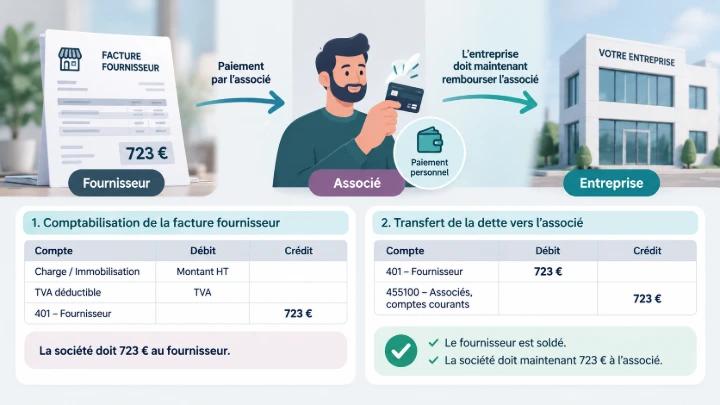Comment enregistrer proprement dans Odoo une facture réglée personnellement par un associé et gérer son remboursement via le compte courant d’associé.