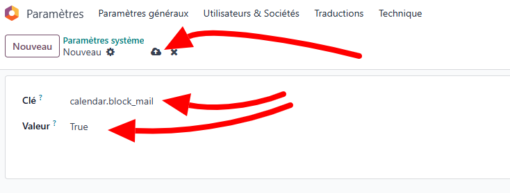 Add Odoo system parameter